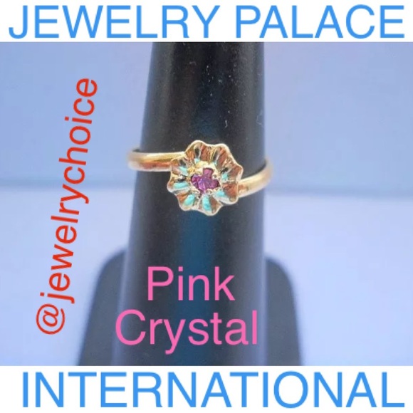 🆕14K Gold Filled Pink Austrian Crystal Flower Kids Ring - Picture 1 of 5